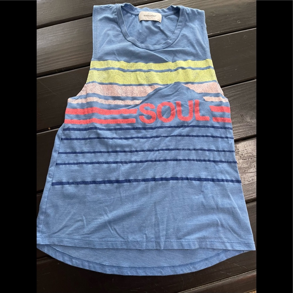 Soul Cycle Blue Retro Sleeveless Workout Tank Top